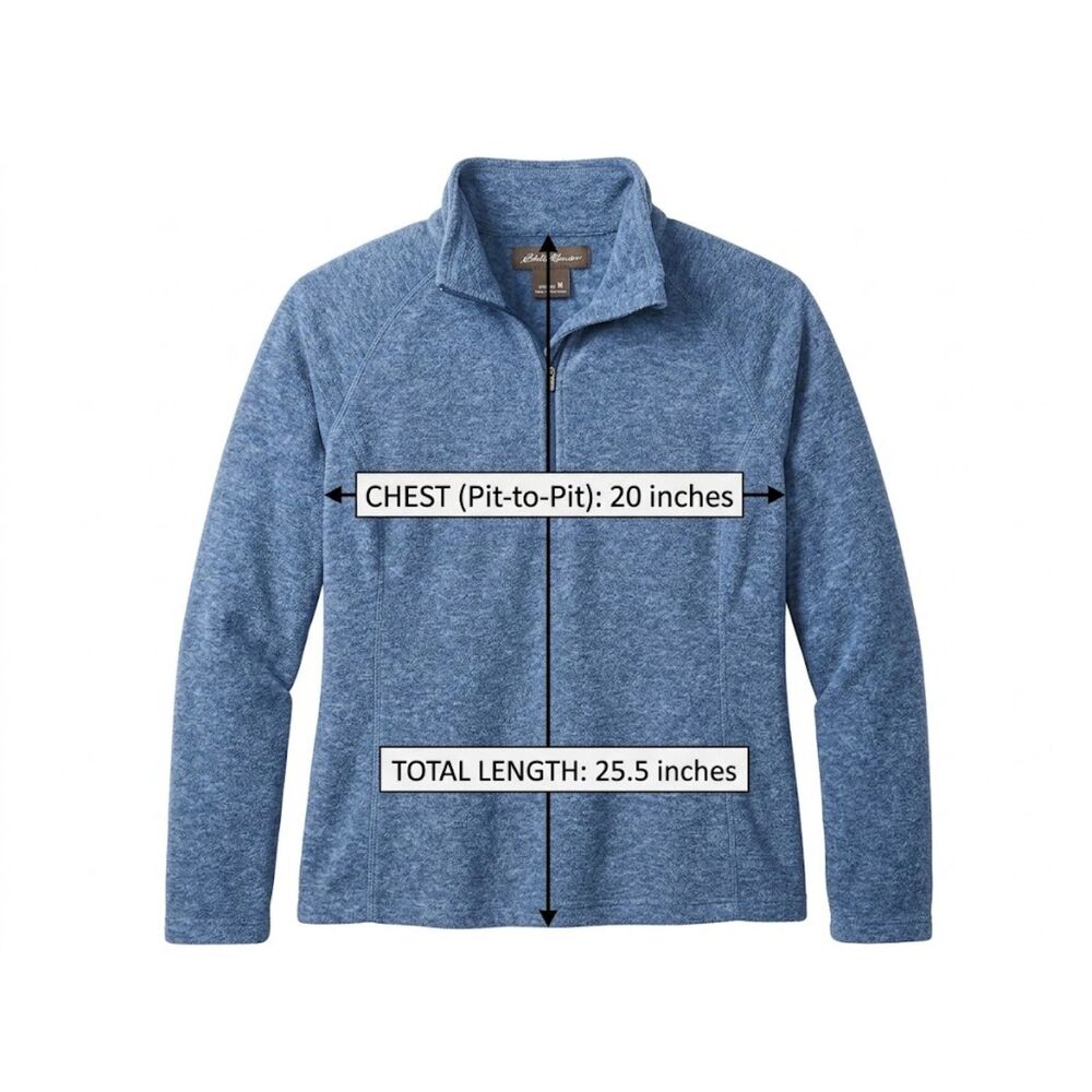 Eddie Bauer Heathered Blue Fleece Quarter-Zip Pullover Sweatshirt Size M